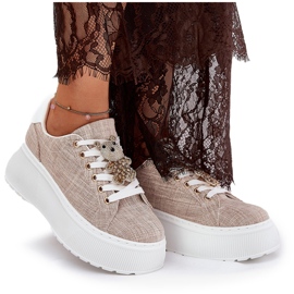 Sneakers på plattformen med en stift Bear S.Barski BF51-014 Beige 8