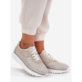 S.Barski Suede OpenWork Sneakers på LR51-927 Zloty-plattformen gyllene 1