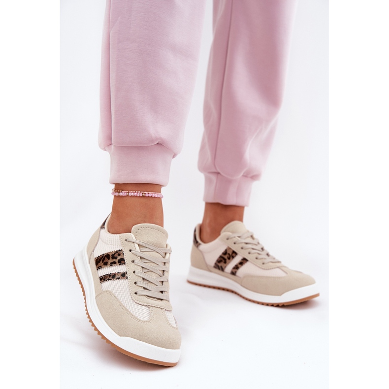 Evento Kvinnors sneakers med Eco Suede Leopard Beige 2