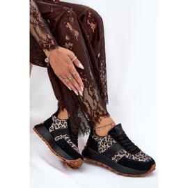 Kvinnors mocka sneakers på plattformen Leopard Vinceza 66793 svart 2