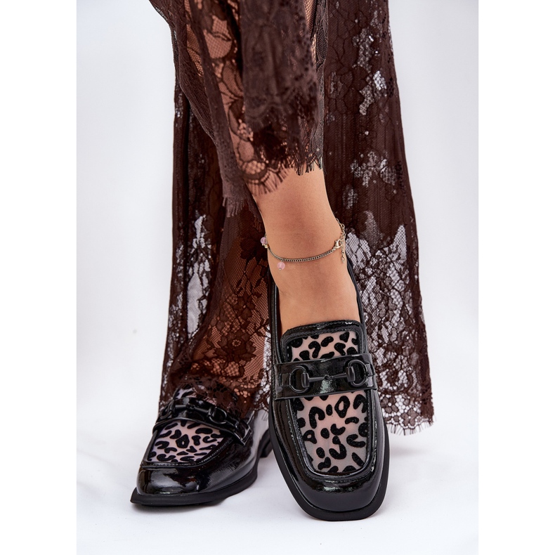 Läderlackade loafers med Vinceza Mesh 31931 Black svart 2