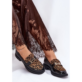 Läder lackerade mockasins leopard vinceza 66790 svart 5