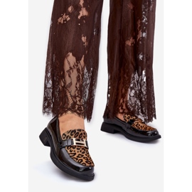 Läder lackerade mockasins leopard vinceza 66790 svart 1