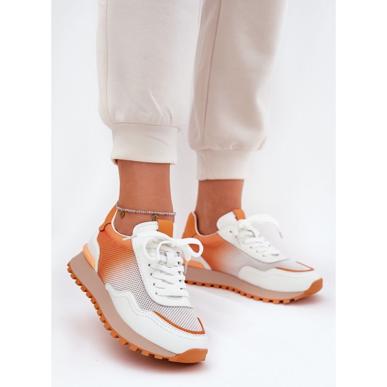 Lädersportskor med Vinceza 66775 kvinnors nät orange 2