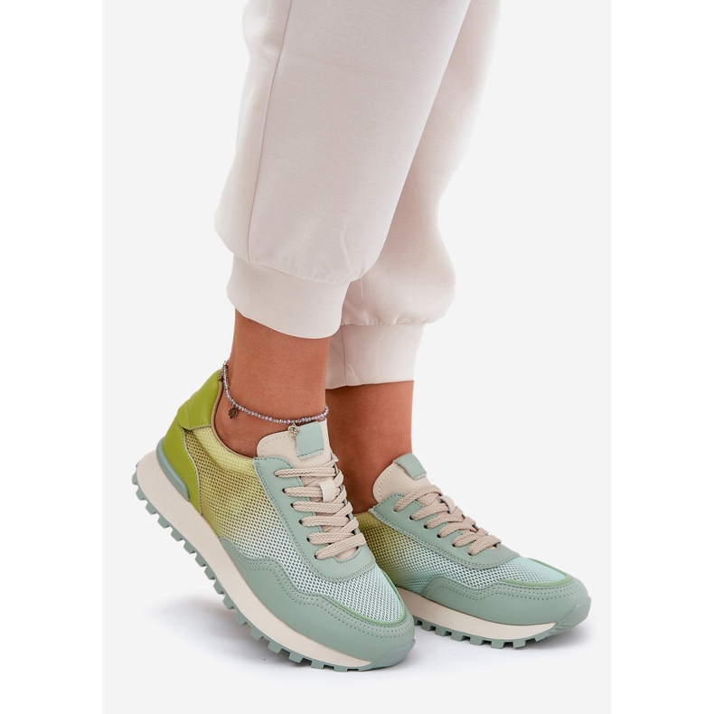 Lädersportskor med Vinceza 66775 kvinnors nät grön 1