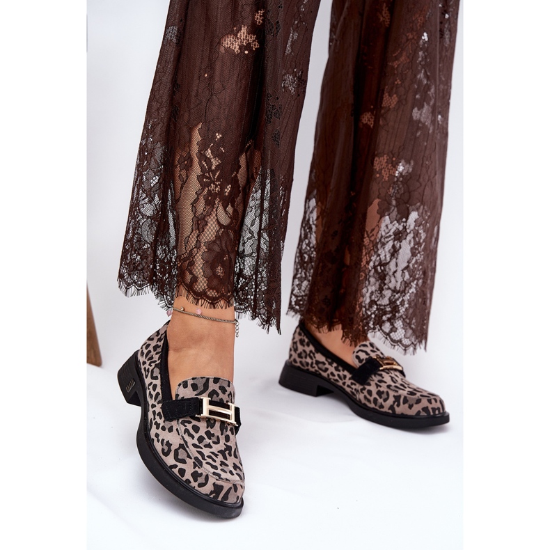 Suede Moccasins Women's Vinceza 66792 Grå leopardtryck 2