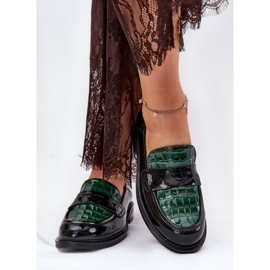 Målad Vinceza Women's Leather Moccasins 91125 Green-Black svart 3