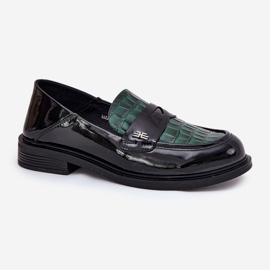 Målad Vinceza Women's Leather Moccasins 91125 Green-Black svart 4