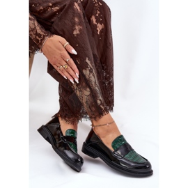 Målad Vinceza Women's Leather Moccasins 91125 Green-Black svart 6