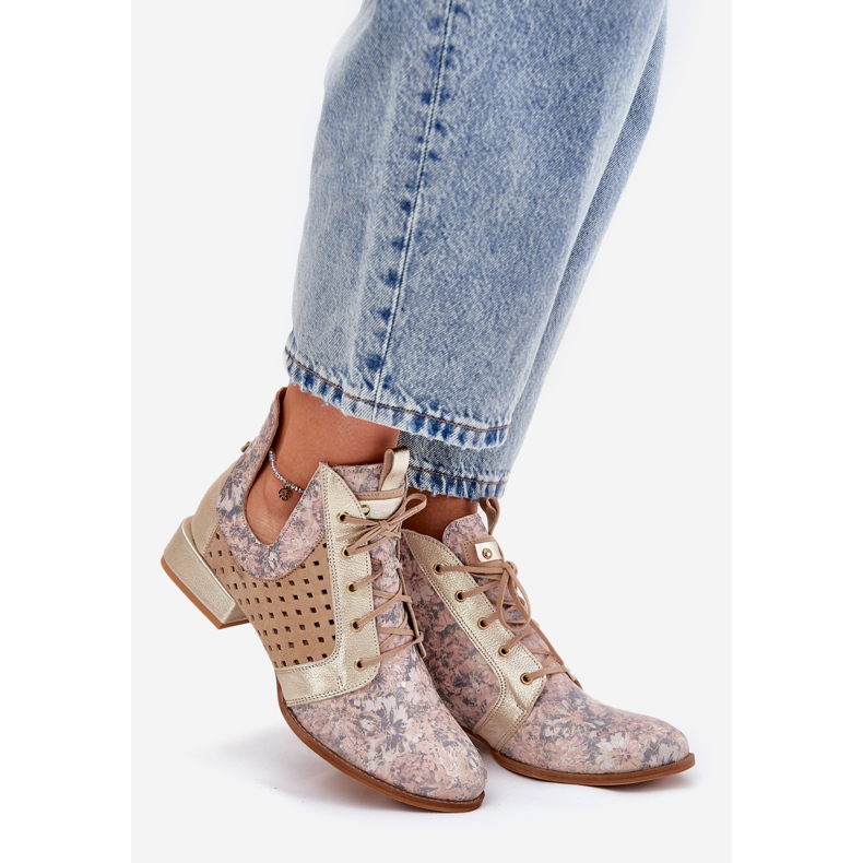 Läderstövlar maciejka stövlar 05541-04 beige-guld 1