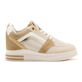 Beige sneakers för kvinnor med en dold kil 3