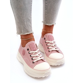 Sneakers för kvinnor på en massiv sula Big Star NN274129 Rosa 2