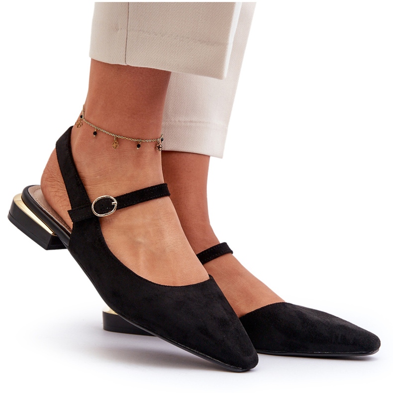 Damballerinor på låga klackar med öppna klackar Sergio Leone SK831 Svart 4