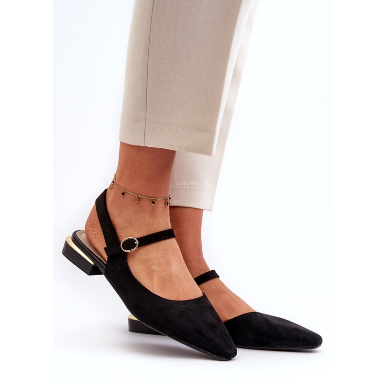 Damballerinor på låga klackar med öppna klackar Sergio Leone SK831 Svart 1