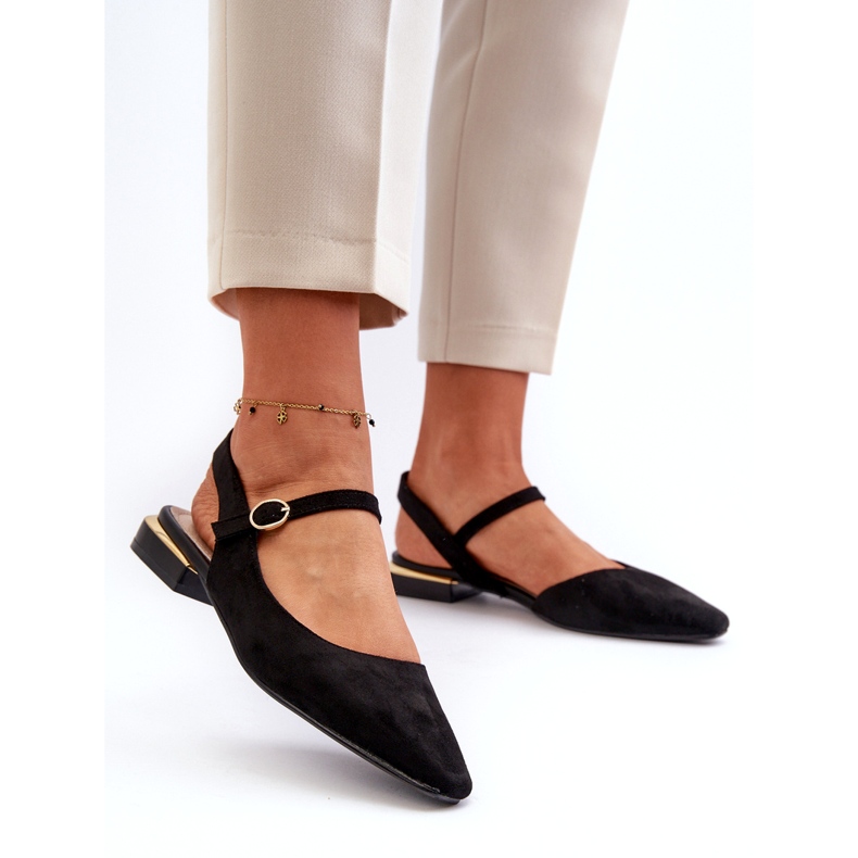 Damballerinor på låga klackar med öppna klackar Sergio Leone SK831 Svart 2