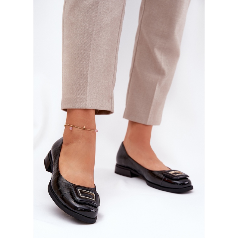 S.Barski Läderballerinor med dekoration Mk51-059 svart 2