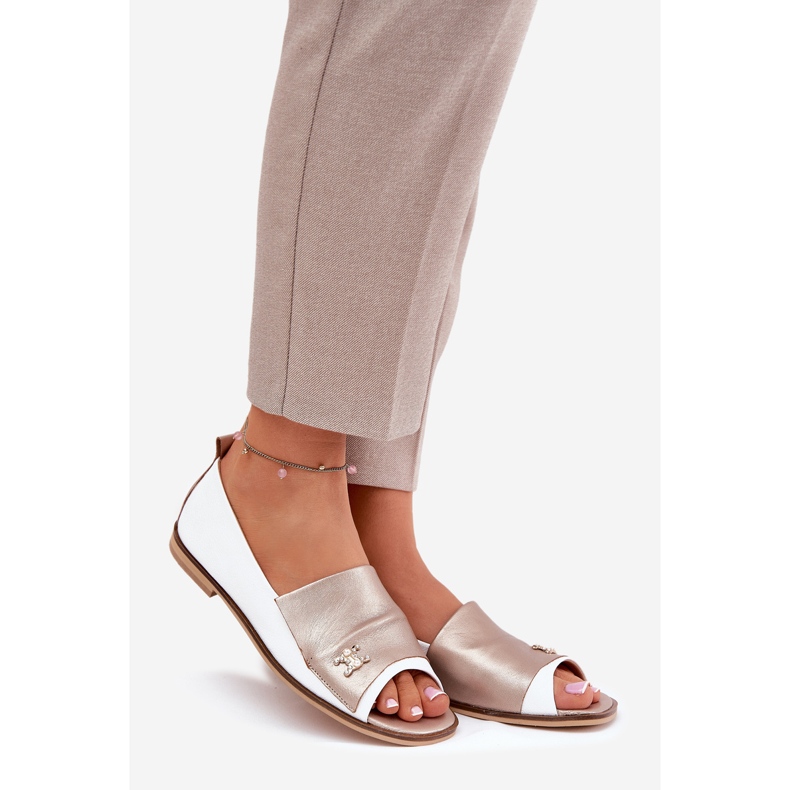 Läder eleganta ballerinor med bara fingrar zazoo 1865 Vit och guld 1