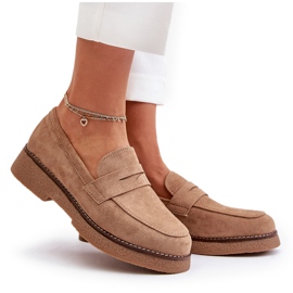 Bellucci Klassiska kvinnors loafers med Eco Suede Beige 5