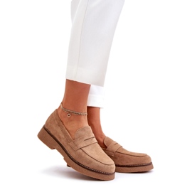 Bellucci Klassiska kvinnors loafers med Eco Suede Beige 1