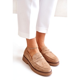 Bellucci Klassiska kvinnors loafers med Eco Suede Beige 4