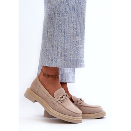 S.Barski Kvinnors plattklackade läderfel med dekoration TW101 lätt beige 1