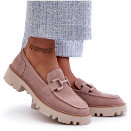 S.Barski Suede Leather Women's Loafers With Decoration Tw117 Pink rosa 4