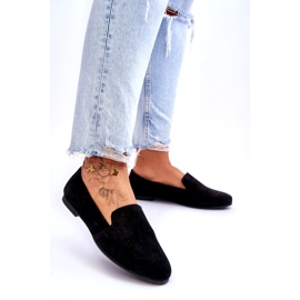 S.Barski Lädermocka vävstolar av kvinnors öppning svart 2