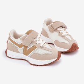 Sneakers med kardborreband för barn, Beige 1