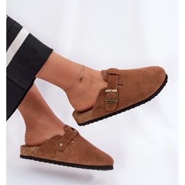 Kvinnors mocka flip -flops med Big Star RR274A387 Brun spänne 8