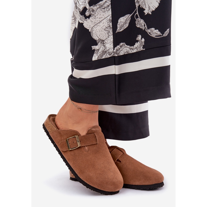 Kvinnors mocka flip -flops med Big Star RR274A387 Brun spänne 1