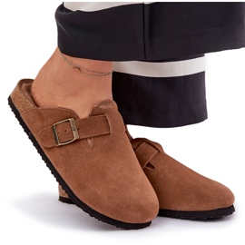 Kvinnors mocka flip -flops med Big Star RR274A387 Brun spänne 9