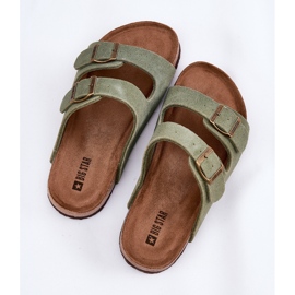 Big Star Kvinnors mocka flip flops med stor stjärna RR274A393 gröna klämmor 9