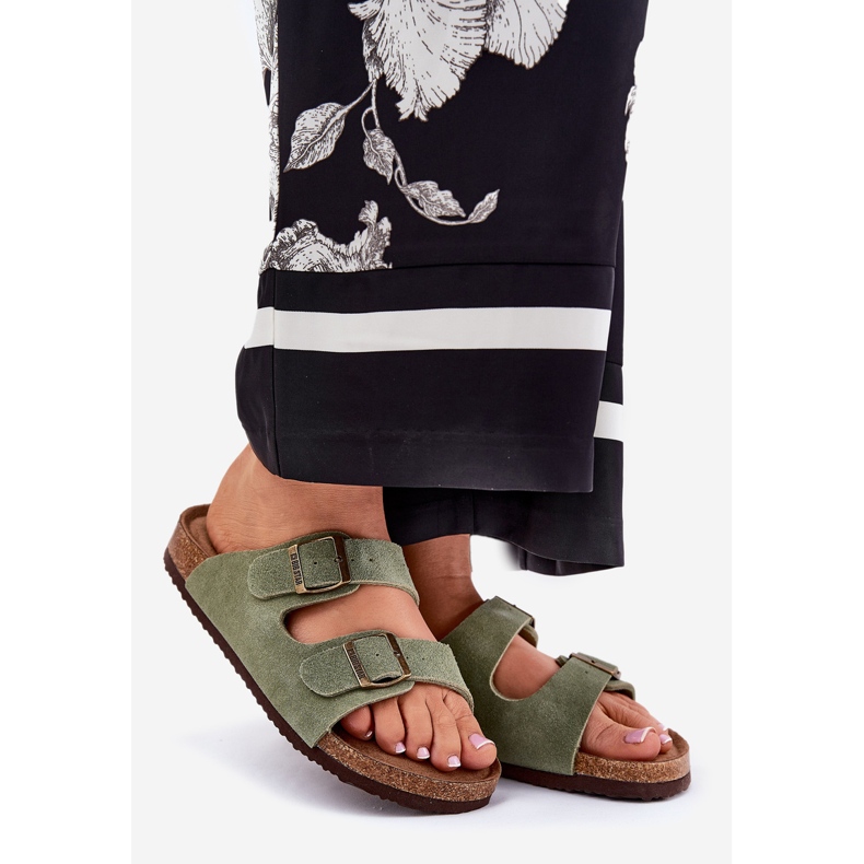 Big Star Kvinnors mocka flip flops med stor stjärna RR274A393 gröna klämmor 1