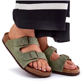Big Star Kvinnors mocka flip flops med stor stjärna RR274A393 gröna klämmor 10