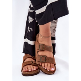 Kvinnors mocka flip flops med Big Star RR274A394 Bruna spännen 5