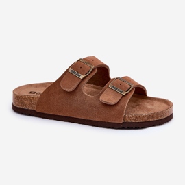 Kvinnors mocka flip flops med Big Star RR274A394 Bruna spännen 6