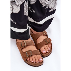 Kvinnors mocka flip flops med Big Star RR274A394 Bruna spännen 7