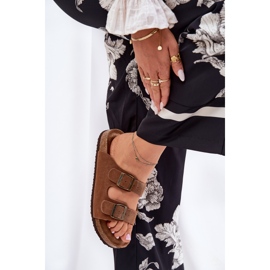 Kvinnors mocka flip flops med Big Star RR274A394 Bruna spännen 8