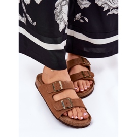 Kvinnors mocka flip flops med Big Star RR274A394 Bruna spännen 9