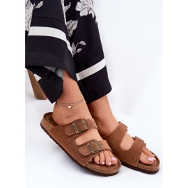 Kvinnors mocka flip flops med Big Star RR274A394 Bruna spännen 10