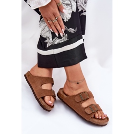 Kvinnors mocka flip flops med Big Star RR274A394 Bruna spännen 11