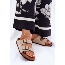 Big Star Kvinnors mocka flip flops med stor stjärna RR274A391 beige spännen 4