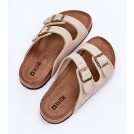 Big Star Kvinnors mocka flip flops med stor stjärna RR274A391 beige spännen 3