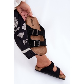 Big Star Kvinnors mocka flip flops med stor stjärna RR274A390 svarta spännen 8