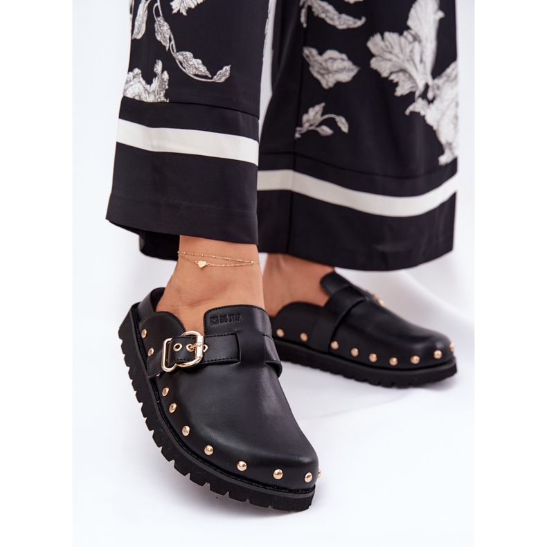 Big Star Läderflip -flops kvinnors trosor på den stora stjärnan RR274A378 Black Platform svart 2