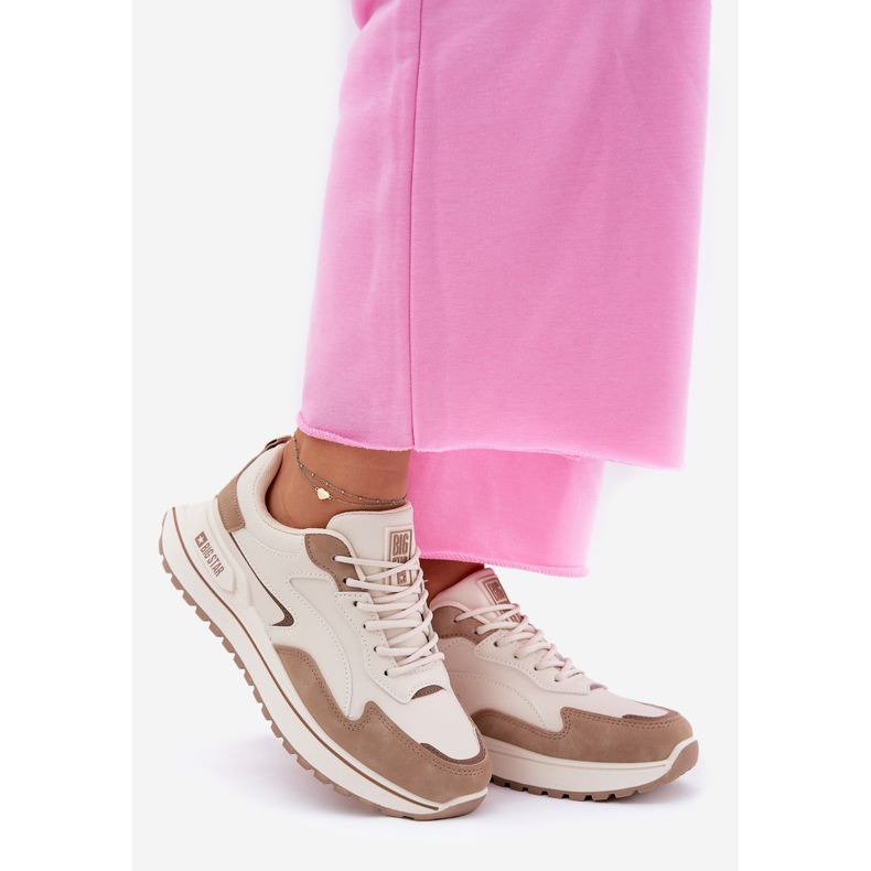 Kvinnors sneakers Big Star RR274A216 Hi-Polish Beige System 1