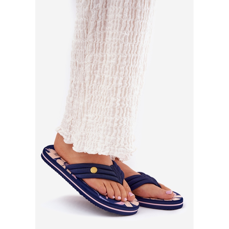 Japanska kvinnors flip flops Big Star RR274A109 Navy Blue blå 1
