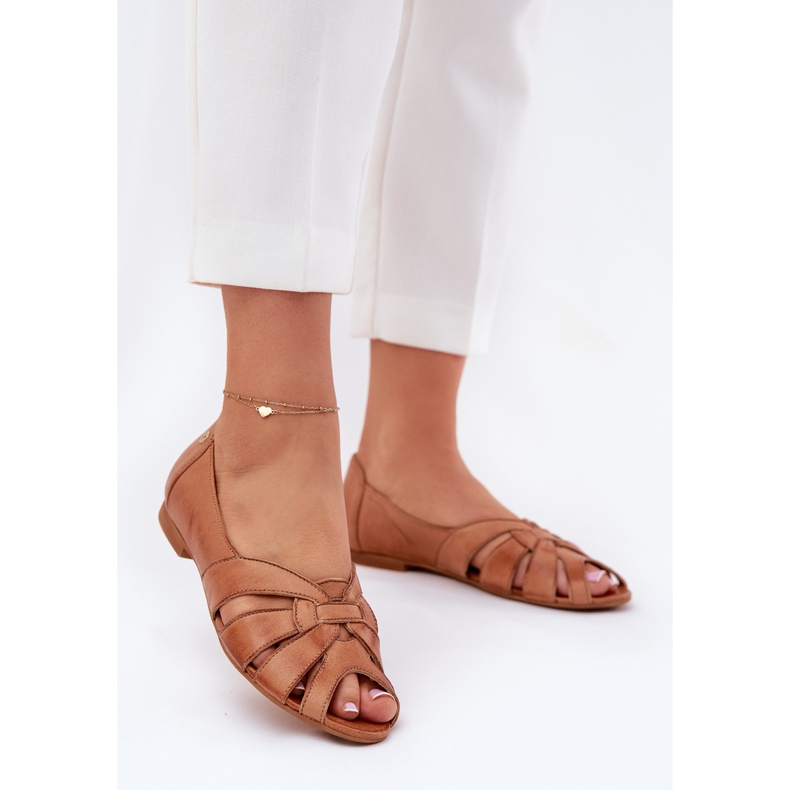 Läder ballerinas med bara fingrar maciejka 06908-29/001-1 brunt 2