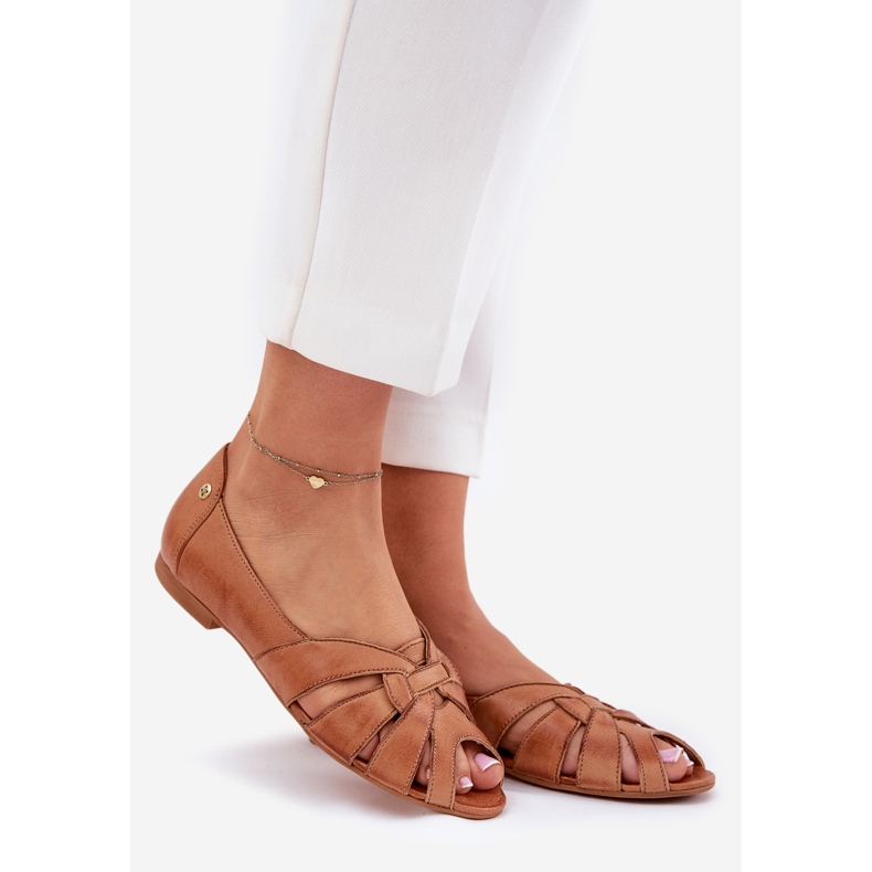 Läder ballerinas med bara fingrar maciejka 06908-29/001-1 brunt 1