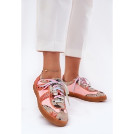 Maciejka Kvinnors läder sneakers macijka 06840-18 orange 2